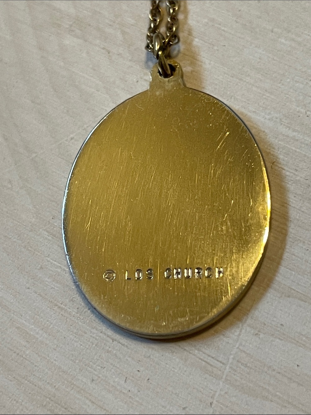Gold-tone Oval Woman Repousse Medallion Necklace - Picture 6 of 8